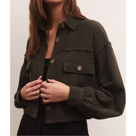 Z Supply Jackets & Blazers - Z Supply Abbott Cropped Jacket - Raven Green Large 100% cotton